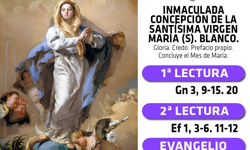 DOMINGO 8: INMACULADA CONCEPCIÓN DE LA SANTÍSIMA VIRGEN MARÍA (S). Blanco.