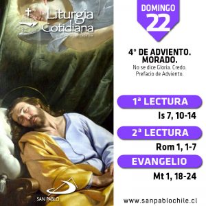 DOMINGO 22: 4º de Adviento. Morado.