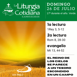 LITURGIA COTIDIANA DOMINGO 26: 17º durante el año. Verde.