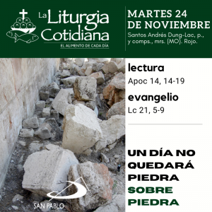 LITURGIA COTIDIANA MARTES 24: Santos Andrés Dung-Lac, p., y comps., mrs. (MO). Rojo.