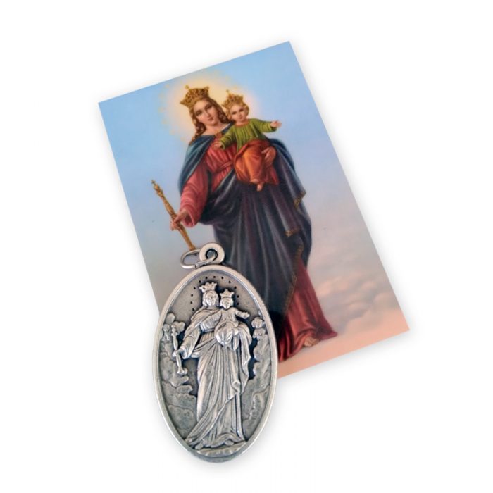 Estampa y medalla Virgen María Auxiliadora (alpaca)