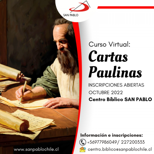 El Centro Bíblico SAN PABLO te invita a inscribirte al curso virtual "Cartas paulinas"