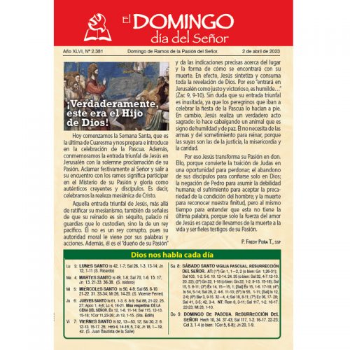 El Domingo día del Señor, 2 de Abril 2023 (10 hojas)