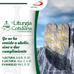 LITURGIA COTIDIANA 12 DE FEBRERO: 6º durante el año. Verde. 