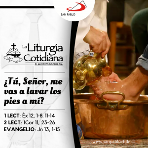 LITURGIA COTIDIANA 6 DE ABRIL: JUEVES SANTO. Blanco.