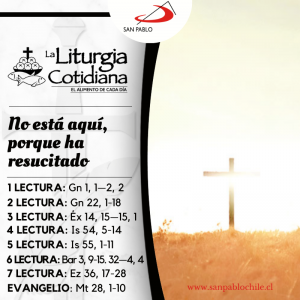 LITURGIA COTIDIANA 8 DE ABRIL: SÁBADO SANTO. VIGILIA PASCUAL. Blanco.