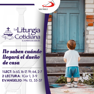 LITURGIA COTIDIANA 3 DE DICIEMBRE: 1° de Adviento. Morado.