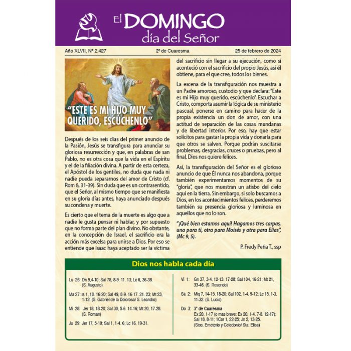 El Domingo día del Señor, 25 de Febrero 2024 (10 hojas) SAN PABLO Chile