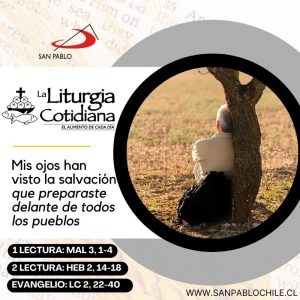 LITURGIA COTIDIANA 2 DE FEBRERO: LA PRESENTACIÓN DEL SEÑOR (F). Blanco.