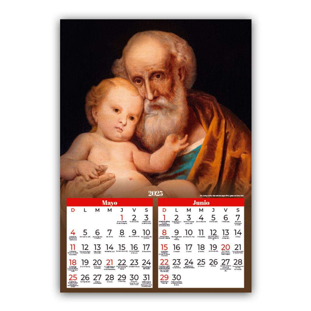 Calendario Católico 2025 Portada Virgen María SAN PABLO Chile